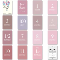 §＆∞＆ＣＯＣＯ 日本製 マンスリーカード 月齢フォト ハガキサイズ 月齢カード ニューボーンフォト マンスリーフォト ベビー 赤ちゃん (Eセット)