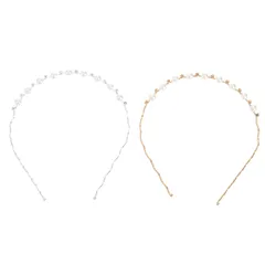 【在庫セール】前髪 髪留め 髪飾り 可愛い ヘアアクセサリー ヘアアレンジ パール レディース 子供大人兼用 カチューシャ 金 銀 Frcolor 2本セット