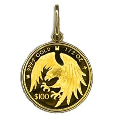 K24 純金　イーグル金貨 K24(純金)　1/2oz　 K18枠付きペンダントトップ　2023年版　Eagle