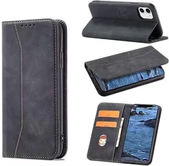 【在庫処分】KWATUNG iphone 12 ケース 手帳型 おしゃれ 肌感レザー iphone 12pro ケース 手帳型 内蔵マグネット耐衝撃 iphone12 手帳型ケース カード収納 スタンド機能 全面保護【6.1インチ】ブラック