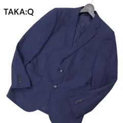 TAKA:Q タカキュー 通年 総裏 SLIM FIT ストライプ★ アンコン テーラード ジャケット Sz.Y6　メンズ ネイビー