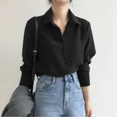 ☆ ブラック ☆ Mサイズ ☆ ブラウス 長袖 オフィスカジュアル ブラウス 長袖 レディース オフィス ビジネス 長そで トップス シフォンブラウス 上品 おしゃれ ゆったり きれいめ オシャレ カジュアル シンプル オフィスカジュアル 無地 通勤