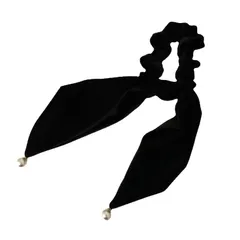 [Lapimou] ベロア リボン ベロアリボン ベルベットリボン 黒 生地 ヘアアクセ ヘアアクセサリー ヘアゴム 髪飾り 髪ゴム レディース パール チュール 太め 人気 可愛い おしゃれ 韓国 (パール) [パール]