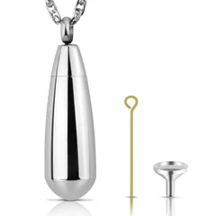 【在庫処分】取り外し可能 ステンレス製 水滴状ペンダント 金属ツール付き 遺骨入れネックレス 手元供養ペンダント 記念ジュエリー… メモリアルペンダント [Dletay]