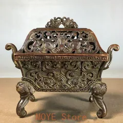 銅 細工 古象首香炉 四足獣紋炉 仏具 香道具 茶道具 装飾品 置物 銅 細工 古象首香炉 四足獣紋炉 仏具 香道具 茶道具 装飾