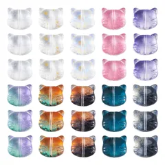 ガラスビーズ ネコ ペット 猫 かわいい スペーサービーズ チャームビーズ 動物 カラー透明 アクセサリーパーツ ジュエリー用 DIY 約50個 ハンドメイド ピアス ブレスレット 手芸材料 Beadthoven 手作り素材 クラフト用品 12.5x14x6.