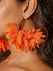 ジュエリー レディース イヤーアクセサリー 女性用 誇張された3Dフラワーデコレーションピアス バレンタイン