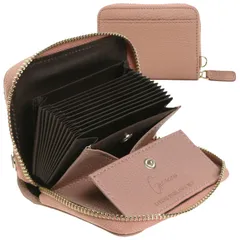 [Greacess] ミニ財布 カードケース じゃばら レディース 本革 お札が折れない スキミング防止 (ダスティピンク) [ダスティピンク]