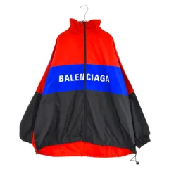 BALENCIAGA (バレンシアガ) ロゴポプリン ジップトラックジャケット 534317 TYD33 ブルー/レッドのサムネイル