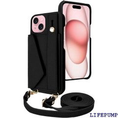 シズカウィル iPhone 15 用 ケース ショルダー カバー ショルダーストラップ アイファンデ5 ショルディー ストリートモード 1個入り アイボリーブラック 1605