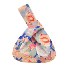 【ラスト1点！】女の子 七五三 花火大会 夏祭り 和柄 浴衣用 小銭入れ お正月に 手持ちポーチ バック 和風小物入れ 卒業式 ミニ ハンドバッグ 巾着袋 お祭り 油絵花柄 和装バッグ レディース 手提げバッグ 巾着バッグ [Muzhilun]