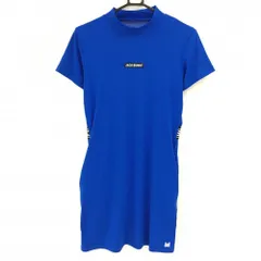 【超美品】ジャックバニー 半袖ハイネックワンピース ブルー×黒×白 レディース 2(L) ゴルフウェア 2023年モデル Jack Bunny