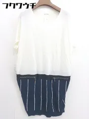 ◇ INTERPLANET ストライプ 半袖 ミニ ワンピース サイズ002 オフホワイト ネイビー ブラック系 レディース  【1109130012538】のサムネイル