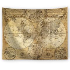 SALUDABLE 世界地図 タペストリー ポスター アンティーク 雑貨 大判 レトロ ビンテージ (73x95cm)
