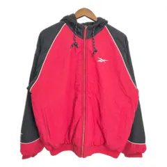 90年代 Reebok リーボック リバーシブル ナイロン パーカージャケット スポーツ レッド (メンズ M) 中古 古着 R0081