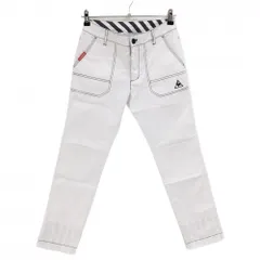 ルコックゴルフ パンツ 白 ネイビーステッチ 裾裏ストライプ ロゴ刺しゅう レディース 7 ゴルフウェア le coq sportif