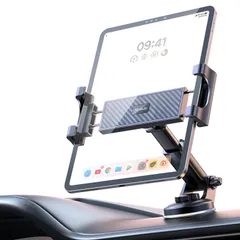 【人気商品】スタンド 真空吸盤ベース 強力な跡形無い粘着 タブレット 運転席用 両用 車 ホルダー iPad&Phone 折り畳み伸縮ポール 360度自由に回転 スマホホルダー 取り付け簡単 タブレットホルダー 車載 タブレットホルダー 車載ホルダー センターのサムネイル