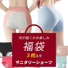レディース サニタリーショーツ 福袋 3枚セット ランダム おまかせ 下着 生理用 ショーツ 腰まで安心 防水布 多い日 昼用 夜用 フルバック 通気性 快適 f-007