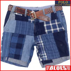 POLO RALPH LAUREN ラルフローレン ハーフパンツ W30 ショートパンツ パッチワーク メンズ 麻 リネン パンツ_ウエスト78cmから82cm一覧←SEULB屋着古← HS246