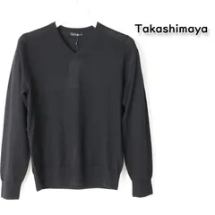 新品 高島屋 タカシマヤ カシミヤ シルクVネックセーターS カシミヤ 絹 ニット TAKASHIMAYA ニットセーターメンズ -266のサムネイル