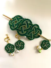 水引　梅結び　イヤリング　連続淡路結び　マジェステ　かんざし