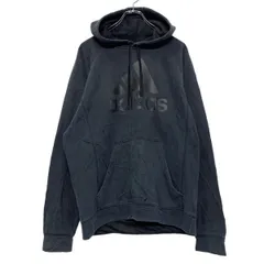 adidas プリント スウェット フーディー M ブラック アディダス スポーツ パーカー 古着卸 アメリカ仕入 a504-6432