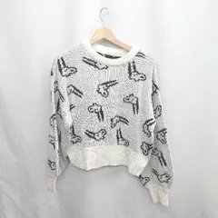 ◇ ⊇ one after another NICE CLAUP スヌーピーコラボ商品 長袖 ニット セーター サイズF ホワイト ブラック レディース E  【1412090029080】
