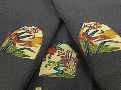 平和屋着物●上質な小紋　型染め　草花文　正絹　逸品　AAAX0588zg
