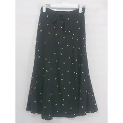 ◇ ◎ BE RADIANCE ビーラディエンス 総柄 レモン 膝下丈 フレア スカート サイズM ブラック イエロー系 レディース P  【中古】 【1208240002436】