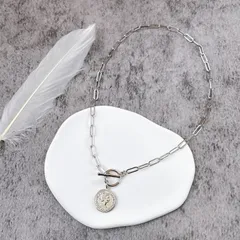 ボックスチェーンコインマンテルネックレス（45cm）［ステンレス製※チェーン部分］