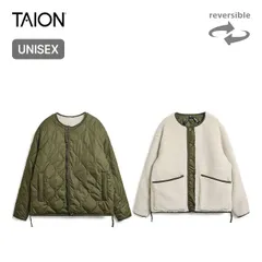 【新品】TAION タイオン ミリタリーリバーシブルクルーネックダウンジャケット ユニセックス TAION-R104BML-1 D.オリーブ×クリーム