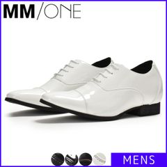【新品】 シークレットシューズ メンズ MM/ONE エムエムワン 送料無料 エナメル ホワイト 白 6cm アップ 結婚式 新郎 厚底 シューズ 24 24.5 25 25.5 26 26.5 27 27.5 28 MPT123-1-H-CPM1-S