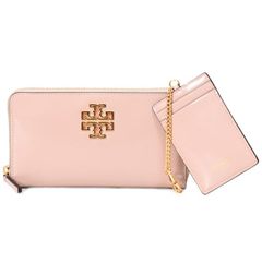 トリーバーチ 長財布 TORY BURCH パテントレザー ブリテン ジップ コンチネンタル カードケース 定期入れ 2点セット デボンサンド 164596