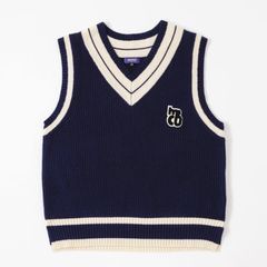 【未使用品】HARAPECO Knit Vest - ネイビー レディース Mサイズ
