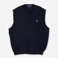 ayumi様　ラルフローレン ロゴ刺繍 Vネック コットンニットベスト L コットン Vネック セーター ベスト | POLO RALPH LAUREN