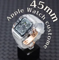 ローズゴールド　アップルウォッチバンド ラバーベルト カバー Apple Watch ケース 45mm スポーツ