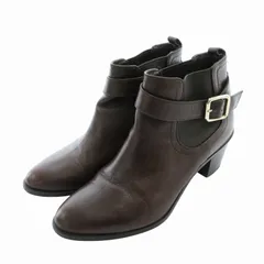 ダイアナ DIANA ショートブーツ サイドゴア ベルト ヒール レザー 22.5cm 茶 ブラウン /HO