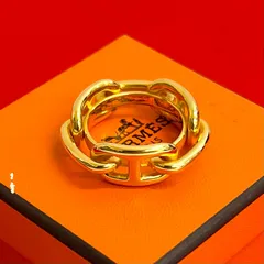 極 美品 箱 袋付き HERMES エルメス シェーヌダンクル ルカデ スカーフリング アクセサリー レディース ゴールド 82855
