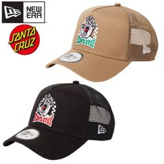 新品 NEWERA ニューエラ 正規品 SANTA CRUZ サンタクルーズ コラボ キャップ メッシュ メッシュキャップ 帽子 9FORTY 刺繍 手 ハンド メンズ レディース カーキ ベージュ 黒 ブラック 14457352 14384268