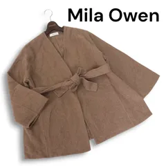 Mila Owen ミラオーウェン 秋冬★ ウール混 ノーカラー ジャケット リバー コート Sz.one size レディース