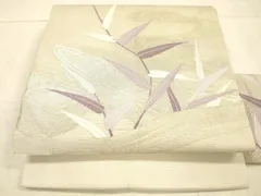 平和屋着物＊夏物　九寸名古屋帯　流水草葉舟文　金糸　正絹　逸品　DAAW4021cm