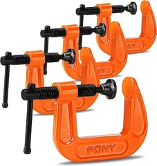 PONY クランプ C型クランプ 鋼製 強力型 最大締付力227kg 最大開口38mm DIY工具 木工 接着 固定 溶接 作業 切削 締付 4個セット