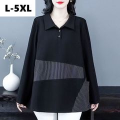 長袖 tシャツ レディース 大きいサイズ ロングT Poloネック 綿 春秋 秋服 春服 オーバーサイズ ロング 長袖 薄手 体型カバー トップス ゆったり 可愛い カジュアル LUFA252(L-5XL)
