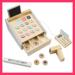 ★売れ筋★ Rocotto 木製 レジスター セット おもちゃ 玩具 おままごと お店屋さん ごっこ遊び 食品衛生取得済 レジ 木のおもちゃ 知育玩具 子供 幼児