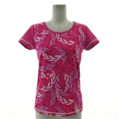 ルコックスポルティフ le coq sportif Tシャツ QB-015433 ロゴプリント 半袖 速乾 総柄 ピンク系 ピンクパープル ラベンダー ホワイト 白 M