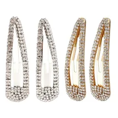 【数量限定】ラインストーン 前髪クリップ ヘアピン ぱっちん留め スリーピン ヘアクリップ レディース 髪飾り しっかりとまる ヘアアレンジ FRCOLOR ヘアアクセサリー 可愛い 4個セット