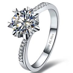 1CTスノーフレークリング ロマンチックなNSCDダイヤモンド 指輪 女性のための婚約ジュエリー スターリング銀 結婚式 ホワイトゴールドメッキ