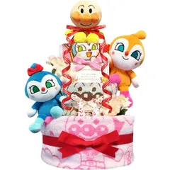 KanonBabys おむつケーキ 女の子 アンパンマン 出産祝い 3段 Sサイ