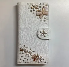 【7】24-118 iphone13 X スマホケース  手帳型 ホワイト デコ かわいい