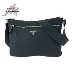 美品 PRADA プラダ テスート 三角ロゴプレート ブラック